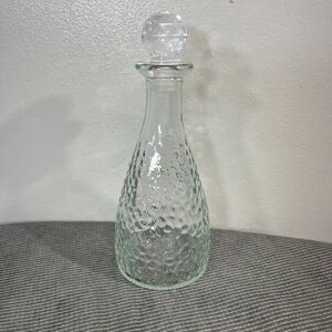 Decorative Hammered Glass Bottle with Plastic Stopper 6.875 x 2.6 Pebbled Glass